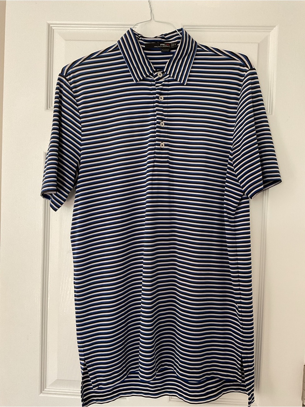 RLX Ralph Lauren Navy and White Striped Polo